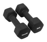 Komodo 2x Neoprene Dumbbell Bars Non-Slip Pair of Weightlifting Dumbbells Weights with Metal Core (Black, 2 x 3kg)