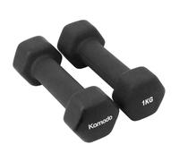 Komodo 2x Neoprene Dumbbell Bars Weightlifting Weights (Black, 2 x 1kg)