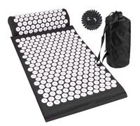 Komodo Acupressure Mat with Pillow & Ball Acupuncture Massage Set (Black) | Bag included, Mat measures 67cm x 40cm, Pillow measures 36cm x 13cm x 10cm, Over 8000 pressure points