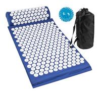 Komodo Acupressure Mat with Pillow & Ball Acupuncture Massage Set (Blue) | Bag included, Mat measures 67cm x 40cm, Pillow measures 36cm x 13cm x 10cm, Over 8000 pressure points