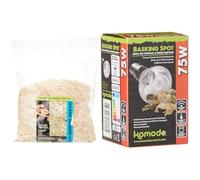 Komodo Aspen Bed Terrain 12L Basking Spot Bulb 75W | Natural Reptile Bedding & Adjustable Heating Bundle