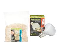 Komodo Aspen Bed Terrain 12L Basking Spot Lamp ES 100W | Natural Reptile Bedding & Heating Bundle