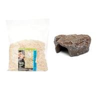 Komodo Aspen Bed Terrain 12L Brown Rock Den Large | Natural Reptile Bedding & Realistic Hideout Bundle