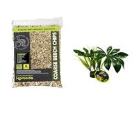 Komodo Coarse Beech Chips 6L + Komodo Jungle Canopy Artificial Plant | Natural Reptile Substrate & Habitat Décor Bundle