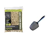Komodo Coarse Beech Chips 6L + Komodo Sand Scoop | Natural Reptile Substrate & Easy Spot Cleaning Tool Bundle