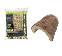 Komodo Coarse Beech Chips 6L + Komodo Wooden Hide Large | Natural Reptile Substrate & Secure Shelter Bundle