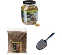 Komodo Complete Holistic Tortoise Diet 680 g, Coconut Terrain 12 L & Sand Scoop 6 g - Tortoise Food, Substrate & Cleaning Kit