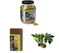 Komodo Complete Holistic Tortoise Diet 680 g, Tropical Terrain Compact Brick 64 g & Jungle Canopy Plant 25×42×9.5 cm - Tortoise Food, Substrate & Habitat Décor Kit
