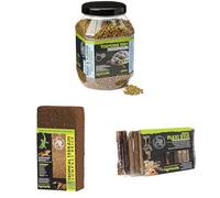 Komodo Complete Holistic Tortoise Diet 680 g, Tropical Terrain Compact Brick & Flexi Stix Small 240 g - Tortoise Food, Substrate & Habitat Décor Kit