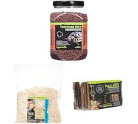 Komodo Complete Holistic Tortoise Diet Dandelion 680 g, Aspen Bed Terrain 12 L & Flexi Stix Small - Tortoise Food, Substrate & Habitat Décor Kit