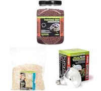 Komodo Complete Holistic Tortoise Diet Dandelion 680 g + Aspen Bed Terrain Substrate 12 Litre + Solar D3 UV Basking Bulb 125W