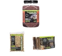 Komodo Complete Holistic Tortoise Diet Dandelion 680 g, Coarse Beech Chips 12 L & Flexi Stix Small - Tortoise Food, Substrate & Habitat Décor Kit