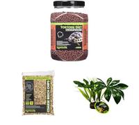Komodo Complete Holistic Tortoise Diet Dandelion 680 g, Coarse Beech Chips 12 L & Jungle Canopy Plant 25×42×9.5 cm - Tortoise Food, Substrate & Habitat Décor Kit