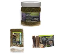 Komodo Complete Holistic Tortoise Diet Dandelion 680 g, Straw Terrain 12 L (6.28 kg) & Flexi Stix Small 240 g (10×21×1 cm) - Tortoise Food, Substrate & Habitat Décor Kit