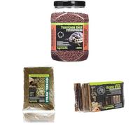 Komodo Complete Holistic Tortoise Diet Dandelion 680 g, Straw Terrain 12 L & Flexi Stix Small - Tortoise Food, Substrate & Habitat Décor Kit