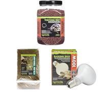 Komodo Complete Holistic Tortoise Diet Dandelion 680 g + Straw Terrain Substrate 12 Litre + Basking Spot Lamp ES 100W