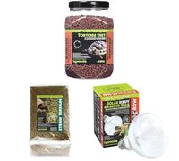 Komodo Complete Holistic Tortoise Diet Dandelion 680 g + Straw Terrain Substrate 12 Litre + Solar D3 UV Basking Bulb 80W