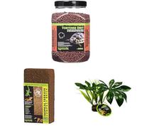 Komodo Complete Holistic Tortoise Diet Dandelion 680 g, Tropical Terrain Compact Brick 64 g & Jungle Canopy Plant - Tortoise Food, Substrate & Habitat Décor Kit