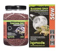 Komodo Complete Holistic Tortoise Diet Dandelion 680g + Komodo Basking Spot Bulb 50W | Balanced Nutrition & Adjustable Heating Bundle for Tortoises