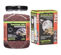 Komodo Complete Holistic Tortoise Diet Dandelion 680g + Komodo Basking Spot Bulb 75W | Balanced Nutrition & Adjustable Heating Bundle for Tortoises