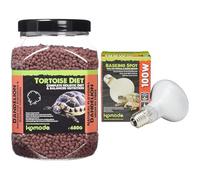 Komodo Complete Holistic Tortoise Diet Dandelion 680g + Komodo Basking Spot Lamp ES 100W | Balanced Nutrition & Heating Bundle for Tortoises