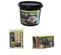 Komodo Complete Holistic Tortoise Diet Fruit & Flower 2 kg (2.1 kg), Coarse Beech Chips 6 L & Flexi Stix Small 240 g (10×21×1 cm) - Tortoise Food, Substrate & Habitat Décor Kit