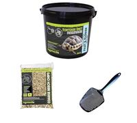 Komodo Complete Holistic Tortoise Diet Fruit & Flower 2 kg (2.1 kg), Coarse Beech Chips 6 L & Sand Scoop 6 g - Tortoise Food, Substrate & Cleaning Kit