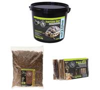 Komodo Complete Holistic Tortoise Diet Fruit & Flower 2 kg (2.1 kg), Coconut Terrain 12 L & Flexi Stix Small 240 g (10×21×1 cm) - Tortoise Food, Substrate & Habitat Décor Kit