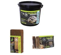 Komodo Complete Holistic Tortoise Diet Fruit & Flower 2 kg (2.1 kg), Tropical Terrain Compact Brick 64 g & Flexi Stix Small 240 g (10×21×1 cm) - Tortoise Food, Substrate & Habitat Décor Kit