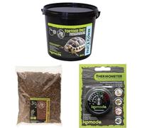 Komodo Complete Holistic Tortoise Diet Fruit & Flower 2 kg + Coconut Terrain Substrate 12 Litre + Analog Thermometer