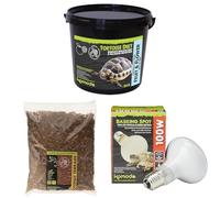 Komodo Complete Holistic Tortoise Diet Fruit & Flower 2 kg + Coconut Terrain Substrate 12 Litre + Basking Spot Lamp ES 100W