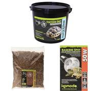 Komodo Complete Holistic Tortoise Diet Fruit & Flower 2 kg + Coconut Terrain Substrate 12 Litre + Basking Spot Bulb 50W