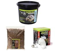 Komodo Complete Holistic Tortoise Diet Fruit & Flower 2 kg + Coconut Terrain Substrate 12 Litre + Solar D3 UV Basking Bulb 80W