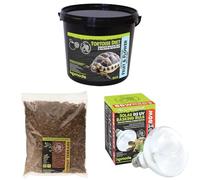 Komodo Complete Holistic Tortoise Diet Fruit & Flower 2 kg + Coconut Terrain Substrate 12 Litre + Solar D3 UV Basking Bulb 80W
