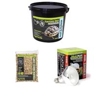 Komodo Complete Holistic Tortoise Diet Fruit & Flower 2kg / Coarse Beech Chips Substrate 12L / Solar D3 UV Basking Bulb 125W