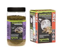 Komodo Complete Holistic Tortoise Diet Salad Mix 340g + Komodo Basking Spot Bulb 75W | Balanced Nutrition & Adjustable Heating Bundle for Tortoises
