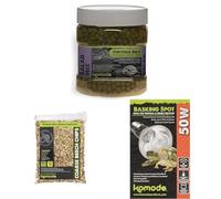 Komodo Complete Holistic Tortoise Diet Salad Mix 680 g + Coarse Beech Chips Substrate 12 Litre + Basking Spot Bulb 50W