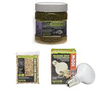 Komodo Complete Holistic Tortoise Diet Salad Mix 680 g + Coarse Beech Chips Substrate 12 Litre + Basking Spot Lamp ES 100W