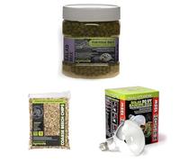 Komodo Complete Holistic Tortoise Diet Salad Mix 680 g + Coarse Beech Chips Substrate 12 Litre + Solar D3 UV Basking Bulb 125W