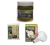 Komodo Complete Holistic Tortoise Diet Salad Mix 680 g + Coarse Beech Chips Substrate 6 Litre + Basking Spot Lamp ES 100W