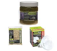Komodo Complete Holistic Tortoise Diet Salad Mix 680 g + Coarse Beech Chips Substrate 6 Litre + Solar D3 UV Basking Bulb 80W