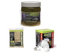 Komodo Complete Holistic Tortoise Diet Salad Mix 680 g + Coarse Beech Chips Substrate 6 Litre + Solar D3 UV Basking Bulb 125W