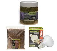 Komodo Complete Holistic Tortoise Diet Salad Mix 680 g + Coconut Terrain Substrate 12 Litre + Basking Spot Lamp ES 100W