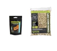 Komodo Crested Gecko Care Bundle - Complete Tropical Fruit & Insect Diet 60g + Coarse Beech Chips Substrate 6L, Balanced Nutrition & Natural Habitat Setup for Reptiles