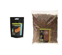 Komodo Crested Gecko Care Bundle - Complete Tropical Fruit & Insect Diet 60g + Coconut Terrain Substrate 12L, Balanced Nutrition & Natural Habitat Setup for Reptiles