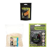 Komodo Crested Gecko Complete Diet Papaya Banana & Honey 60 g + Aspen Bed Terrain Substrate 12 Litre + Analog Thermometer
