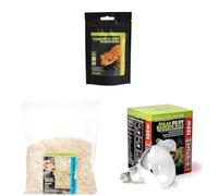 Komodo Crested Gecko Complete Diet Papaya Banana & Honey 60 g + Aspen Bed Terrain Substrate 12 Litre + Solar D3 UV Basking Bulb 125W