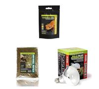 Komodo Crested Gecko Complete Diet Papaya Banana & Honey 60 g + Straw Terrain Substrate 12 Litre + Solar D3 UV Basking Bulb 125W