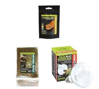 Komodo Crested Gecko Complete Diet Papaya Banana & Honey 60 g + Straw Terrain Substrate 12 Litre + Solar D3 UV Basking Bulb 80W