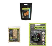 Komodo Crested Gecko Complete Diet Tropical Fruit & Insect 60 g + Coarse Beech Chips Substrate 12 Litre + Analog Thermometer